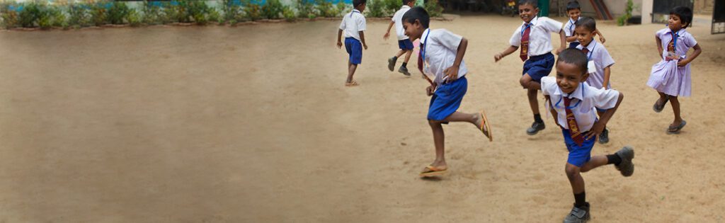 Kids running around playing.