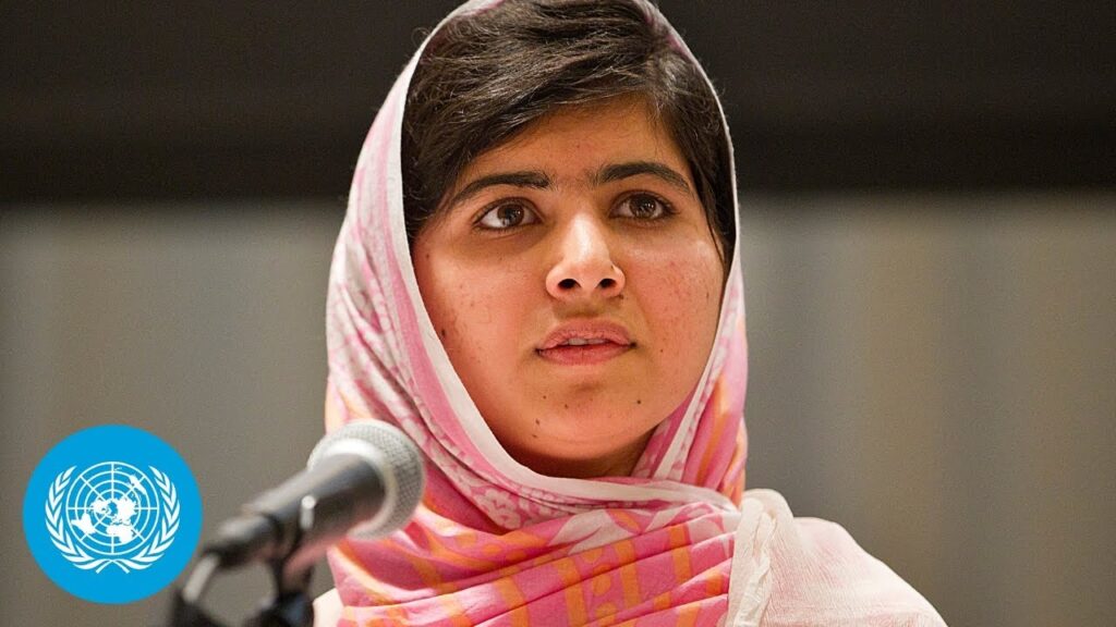 A thumbnail image for the Malala Yousafzai addresses United Nations Youth Assembly video.
