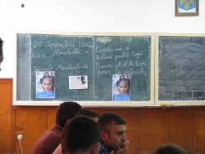 World Day Observance in Bistrita and Lasi, Romania chalkboard messaging.